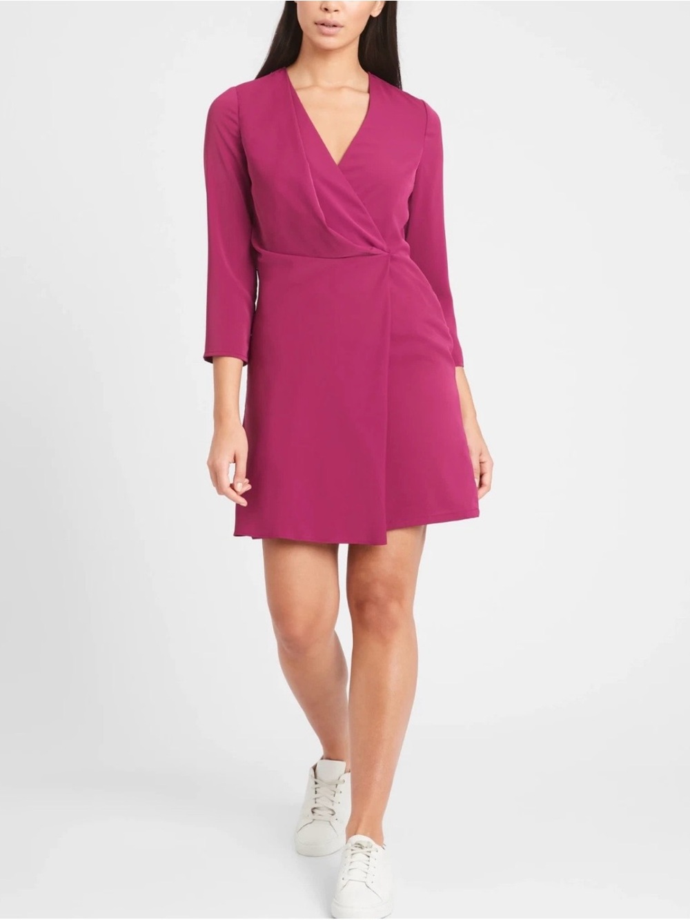 Banana Republic Wrap-Style Drape-Front Mini Dress in Cranberry Size 8 NWT